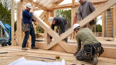 Les experts du bois intervenant avant l’installation de la toiture de la maison